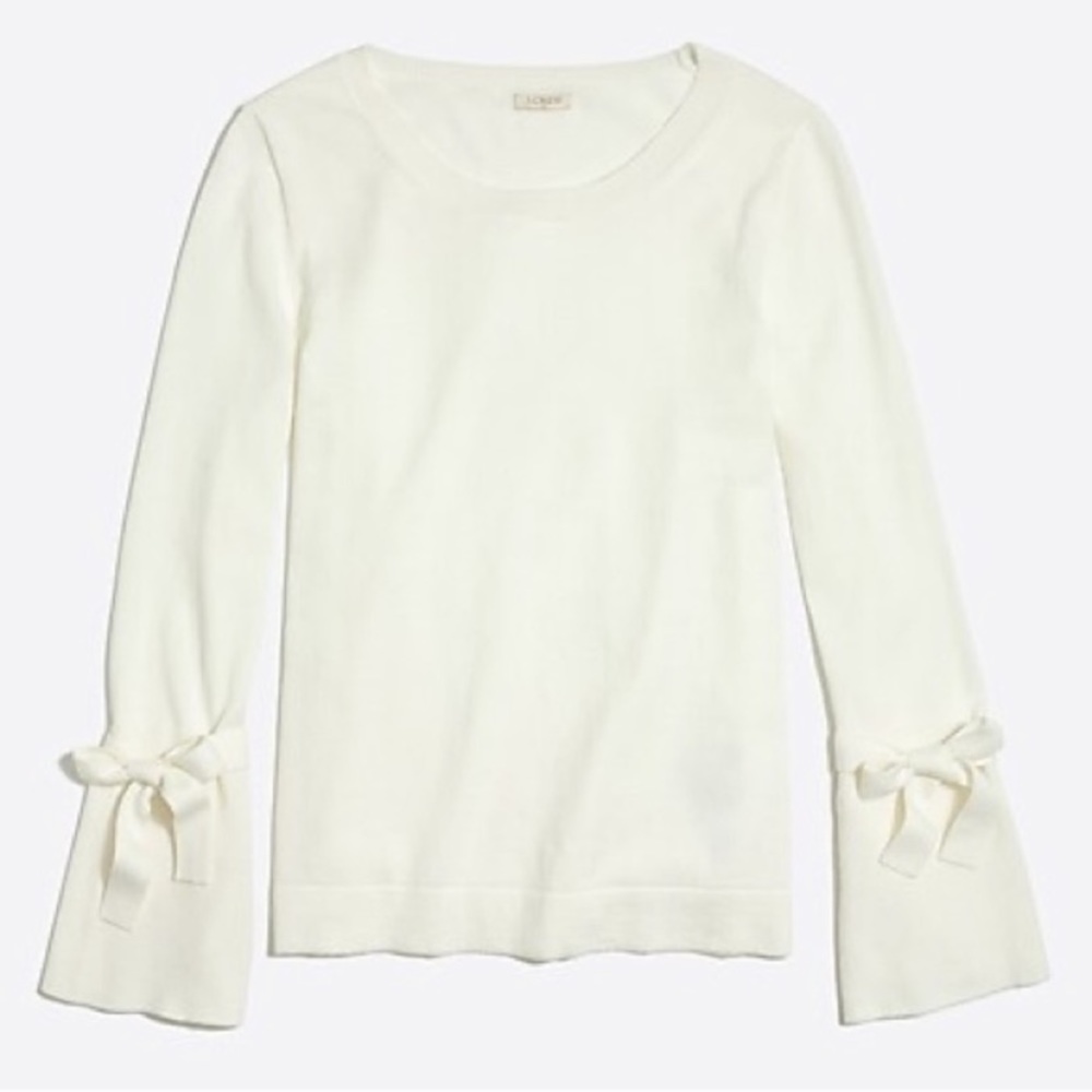 J.Crew Factory Bell Tie Sleeve Sweater, Cream, XXS